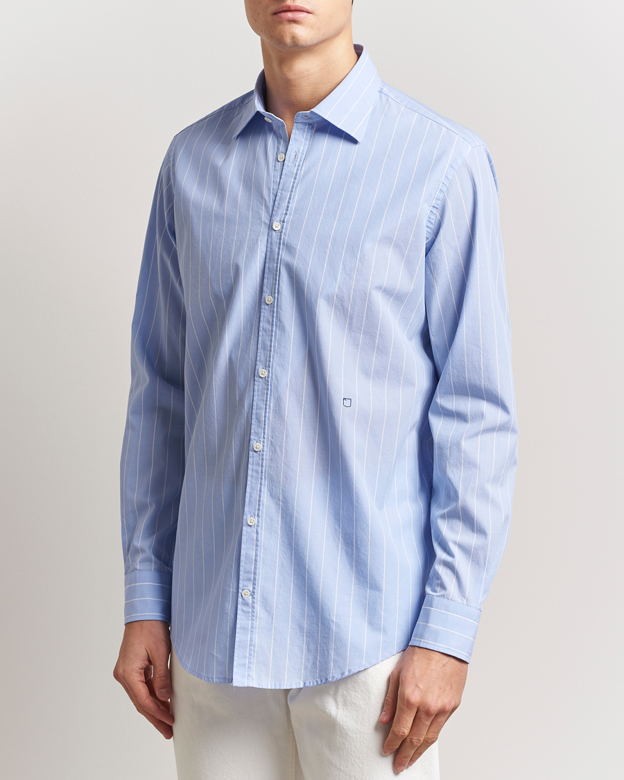 Massimo Alba Genova Striped Cotton Shirt Light Blue