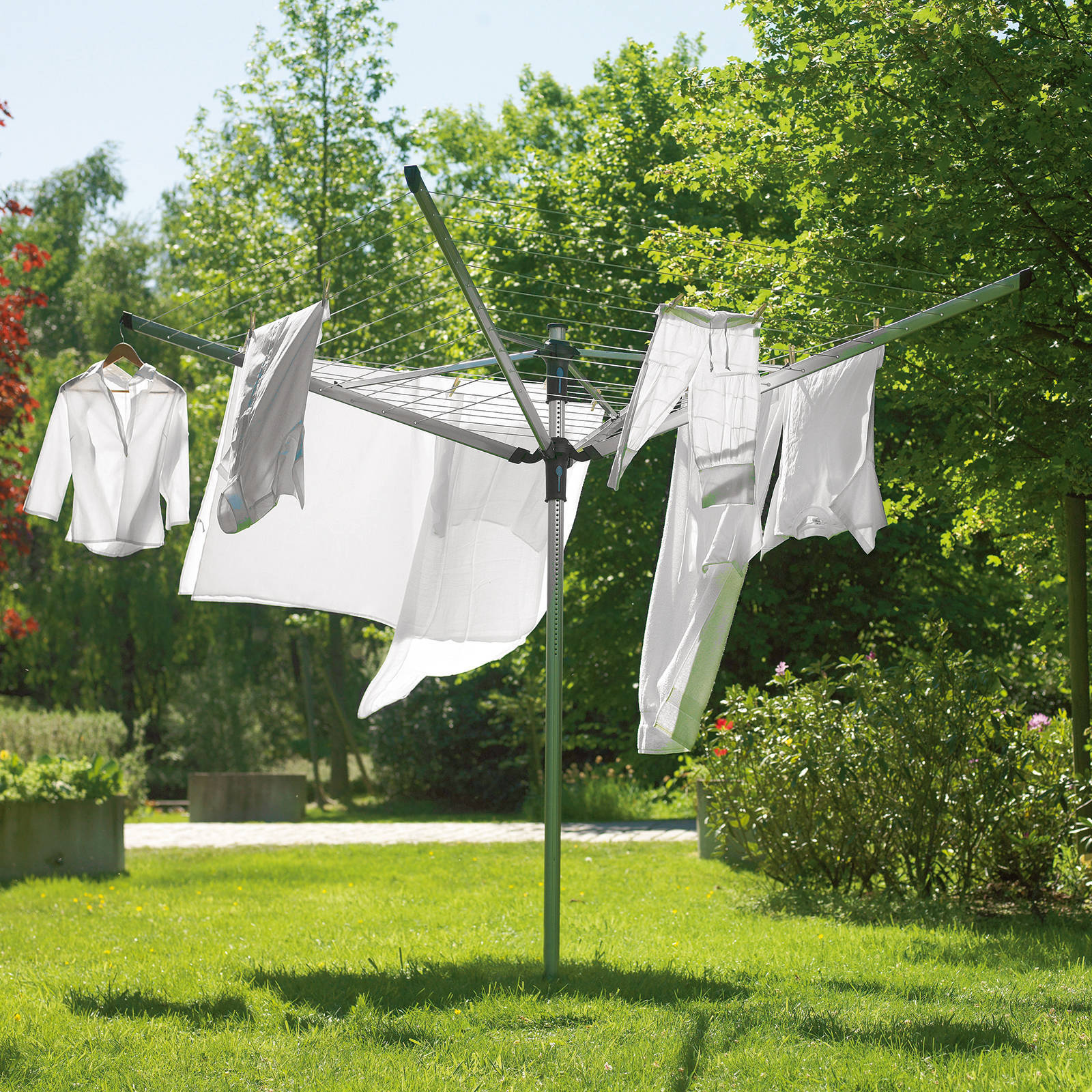 Brabantia Lift-O-Matic Droogmolen - met Metalen Grondanker - 40 m - Metallic grey