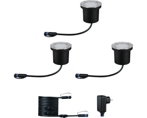 Paulmann Plug & Shine LED inbouw vloerlamp basisset, insectenwerend, 3 x 4,5W, 180 lm, 2200 K, antraciet, 230/24 V