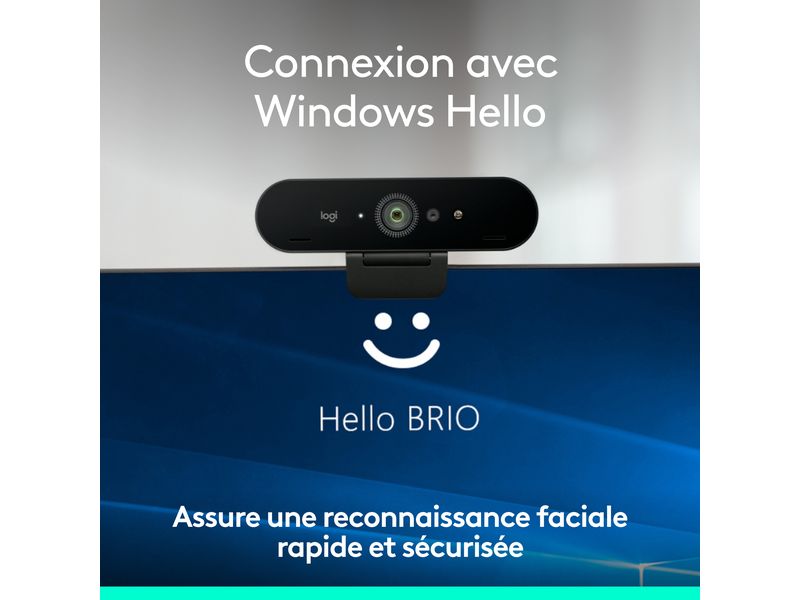 Logitech Webcam Brio 4K Ultra HD graphite Professionelle USB-Webcam mit 4K UHD, HDR und Windows Hello-Unterstützung
