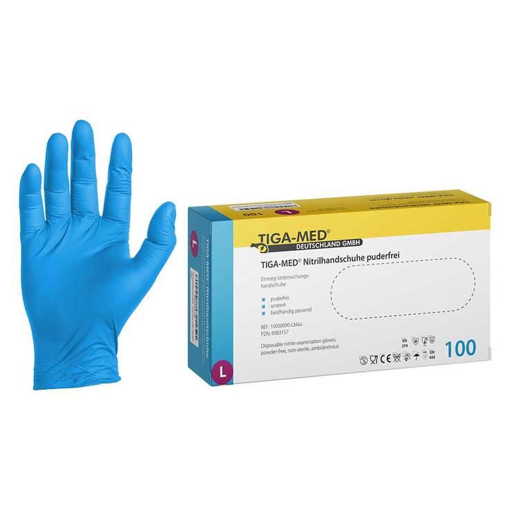 Handschuhe Einweg Nitril puderfrei Größe L, 100 St