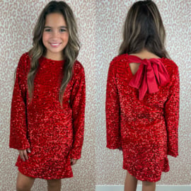 Red paillet & bow dress