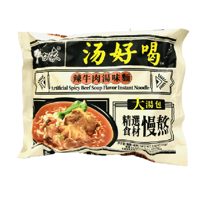 Baixiang Instant Noedels met Pittige Rundvleesbouillon smaak 111g