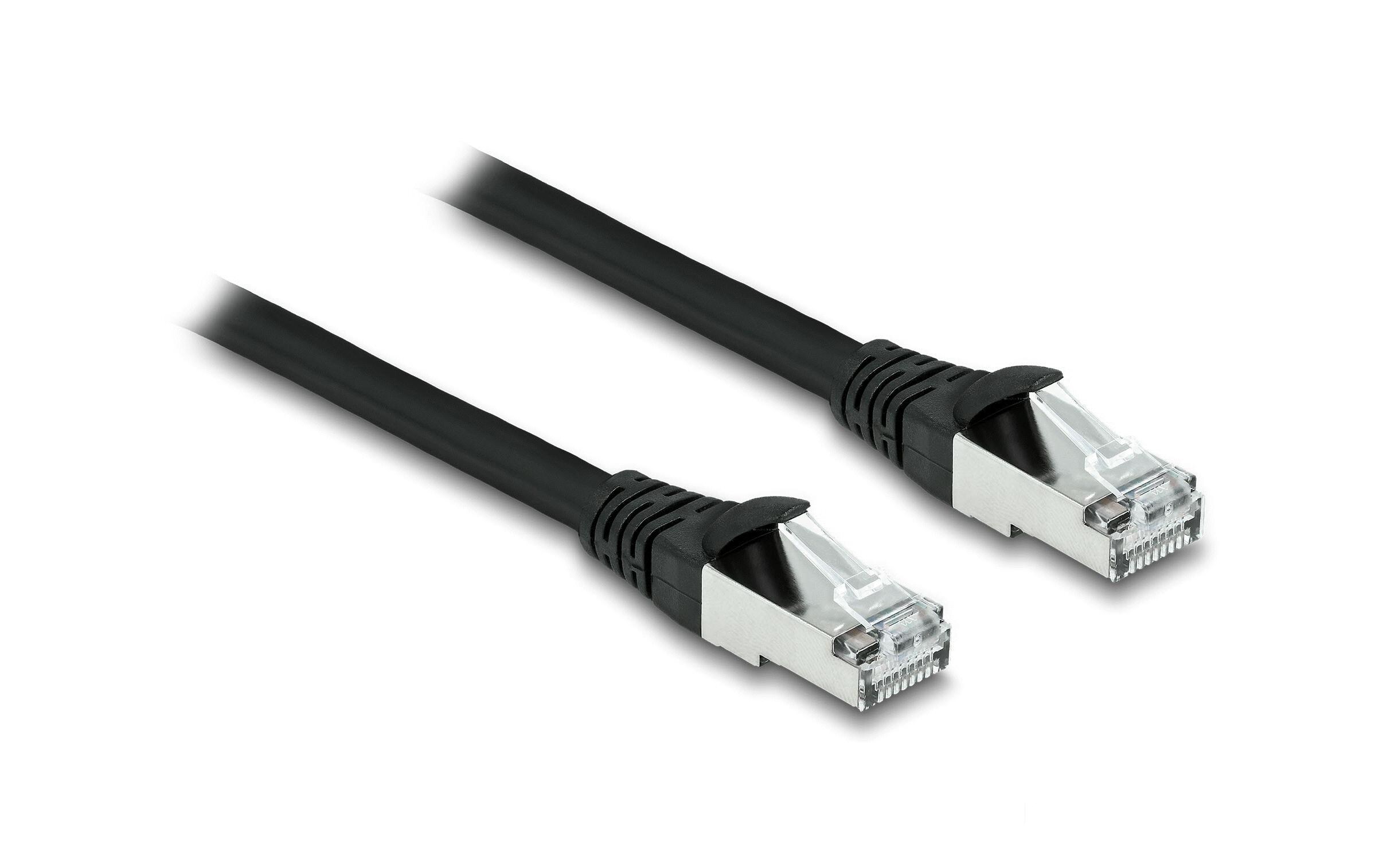 Patchkabel Outdoor Cat 6A, S/FTP, 2 m, SchwarzDelock RJ45 Netzwerkkabel Cat.6A S/FTP PUR Outdoor 2 m schwarz