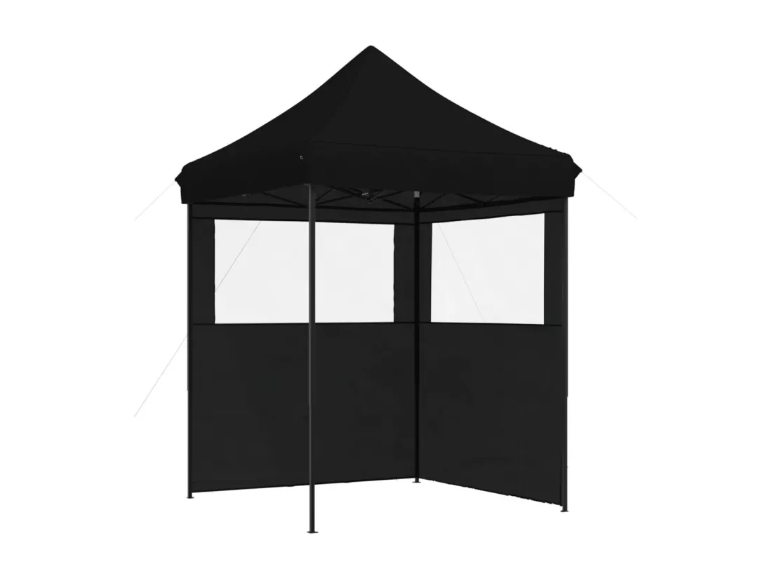 Tente de réception pliable escamotable 2 parois latérales noir