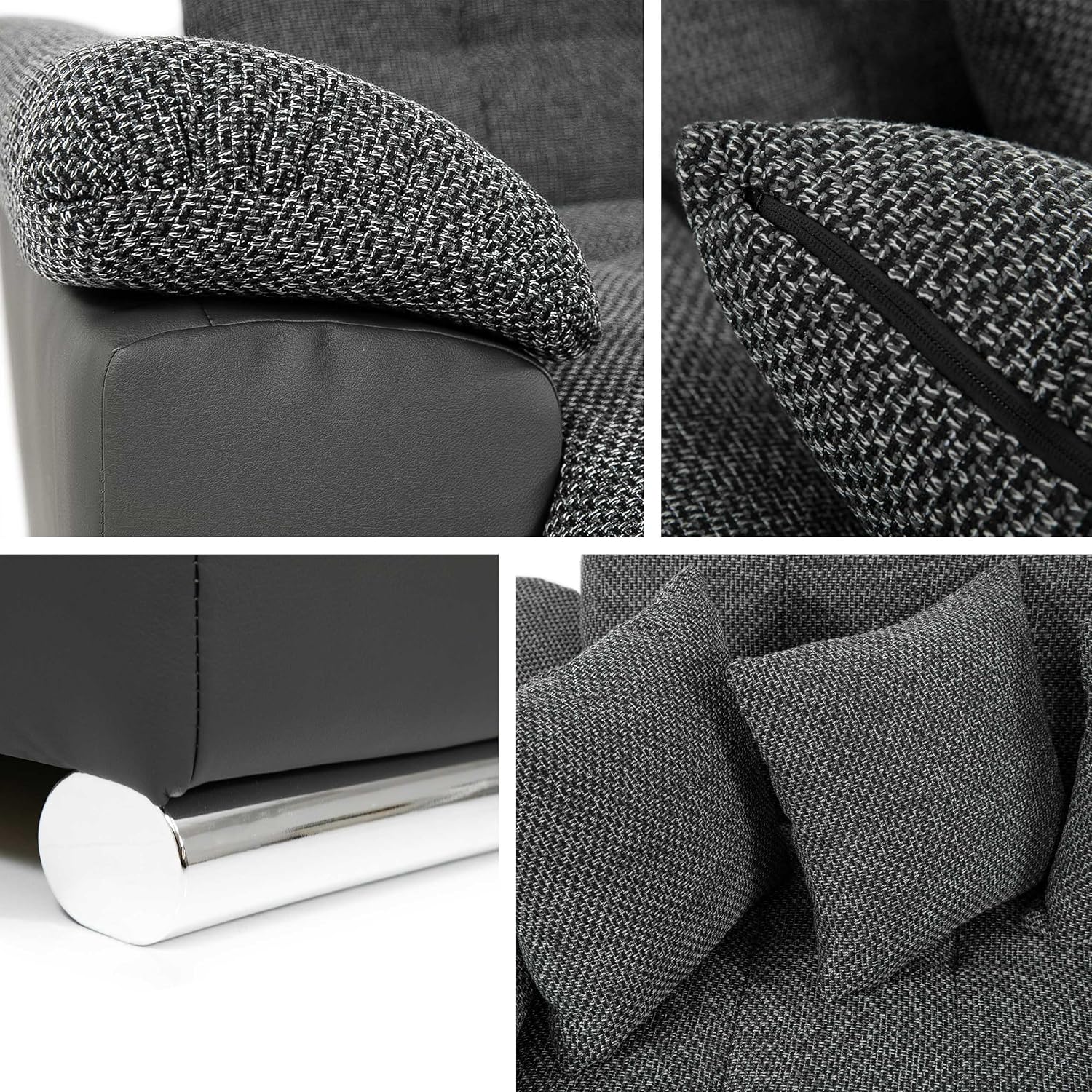Mirjan24 Eckcouch Ecksofa Niko, Design Sofa Couch mit Schlaffunktion U-Sofa Große Farbauswahl Wohnlandschaft (Ecksofa Rechts, Lux 06 + Lux 06 + Lux 05)