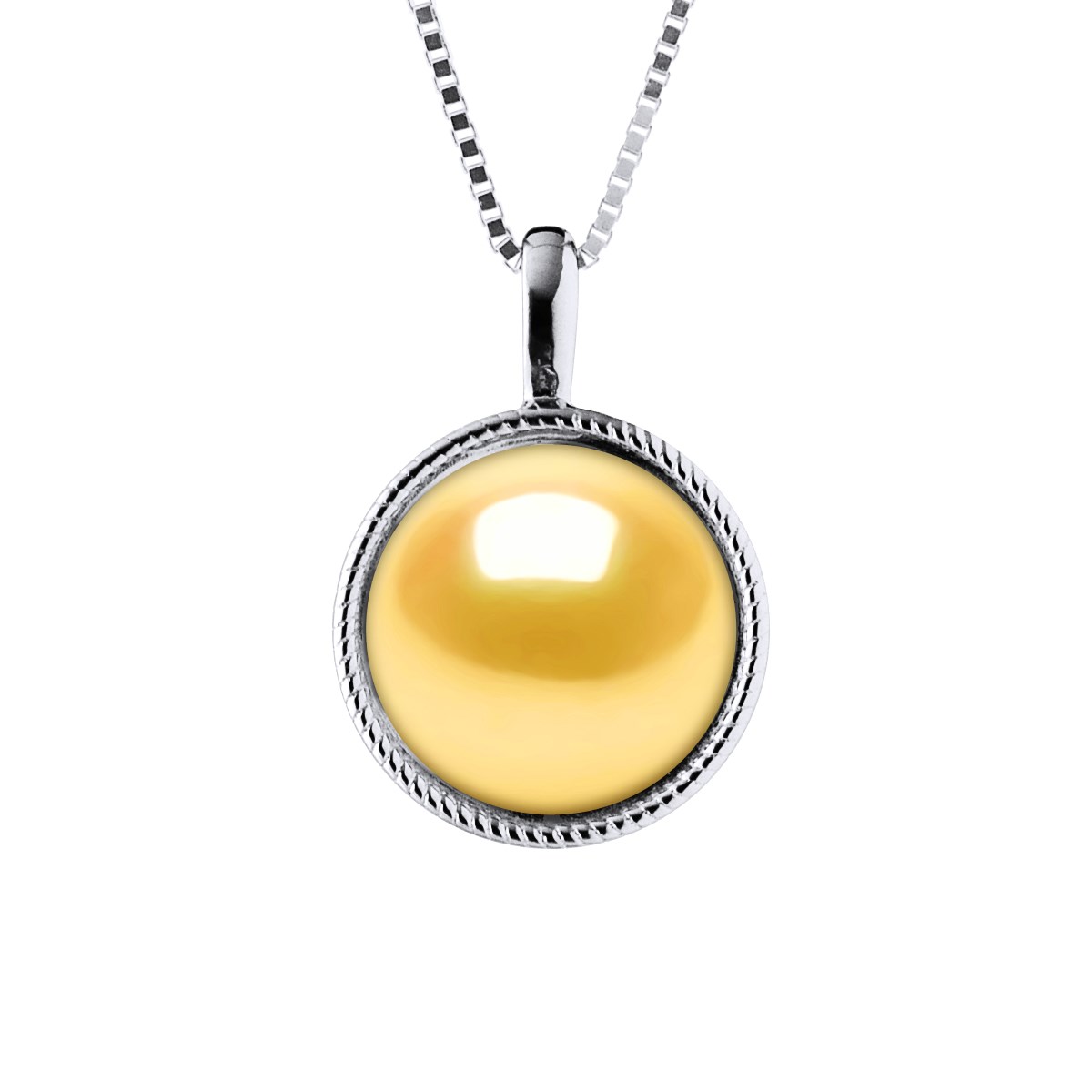Collier AURA Perle d'Eau Douce 9-10 mm Dorée Argent 925