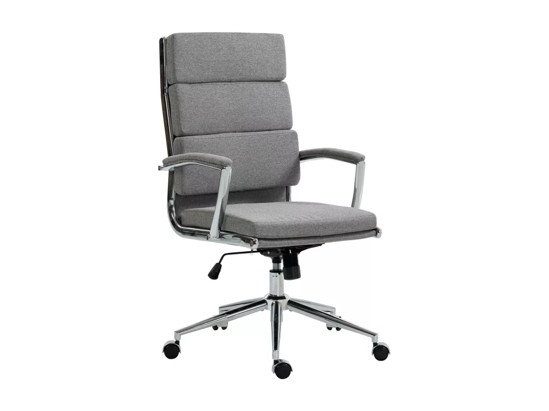 Chaise de bureau - Tissu & Métal chromé - Gris - Cleveland