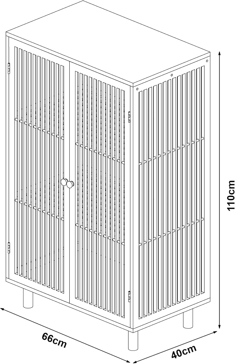 [en.casa] Beistellschrank Grong Mehrzweckschrank Wohnzimmerschrank 110 x 66 x 40 cm Kommode Aufbewahrungsschrank mit 2 Türen Schrank für Wohnzimmer 3 Ablagen Bambus Natur
