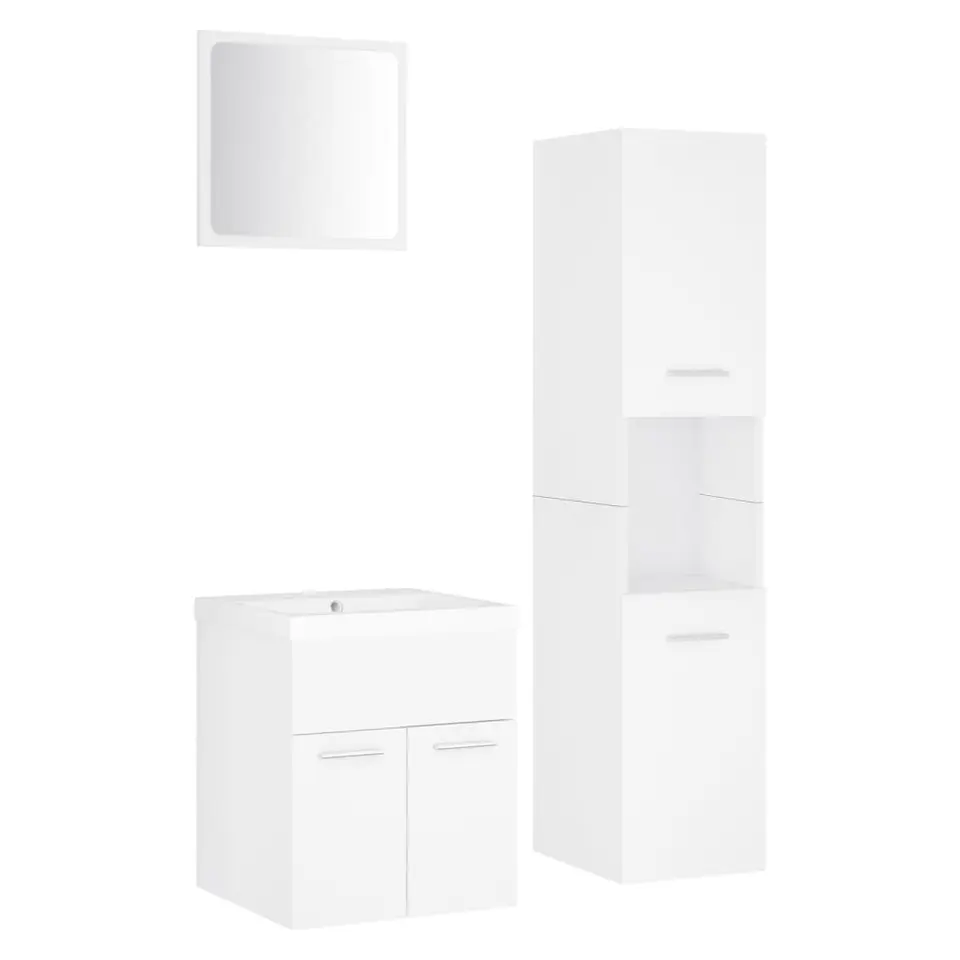 vidaXL - Badkamermeubelset - Wit - Bewerkt hout - 41 x 38.5 x 46 cm