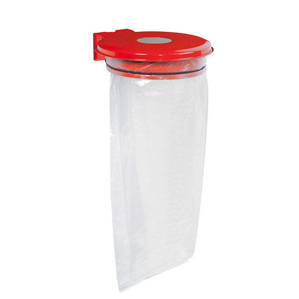 Support sac poubelle mural Rossignol Collectrap Essentiel rouge avec couvercle 110 L