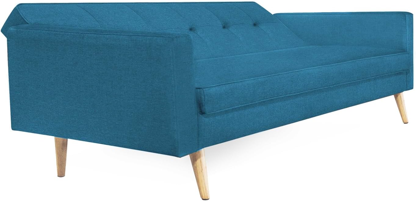 IDMarket - Canapé Droit scandinave 3 Places Convertible Lars en Tissu Bleu Canard TY3686073