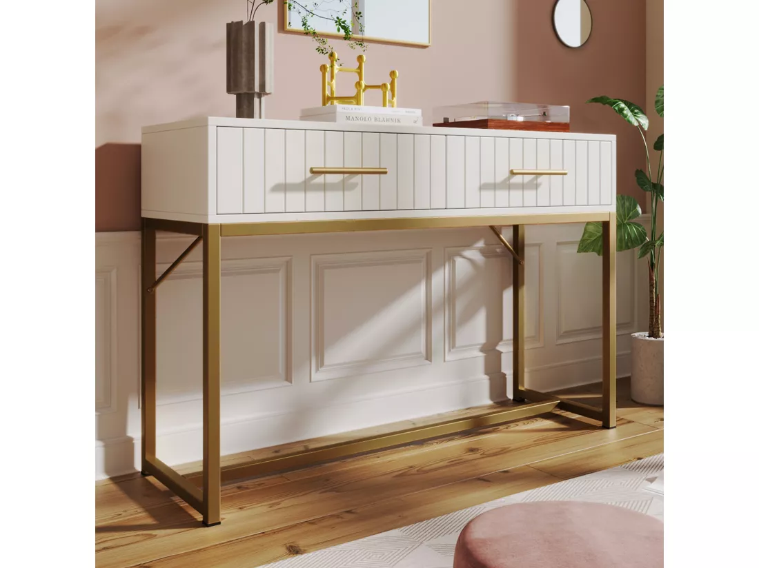 Armoire à tiroirs 2 tiroirs 75 cm de hauteur chambre à coucher plateau haut panneau latéral blanc - h75 / B100 / T45 cm