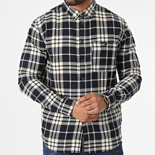 Chemise Manches Longues A Carreaux 1032385-XX-12 Bleu Marine Beige