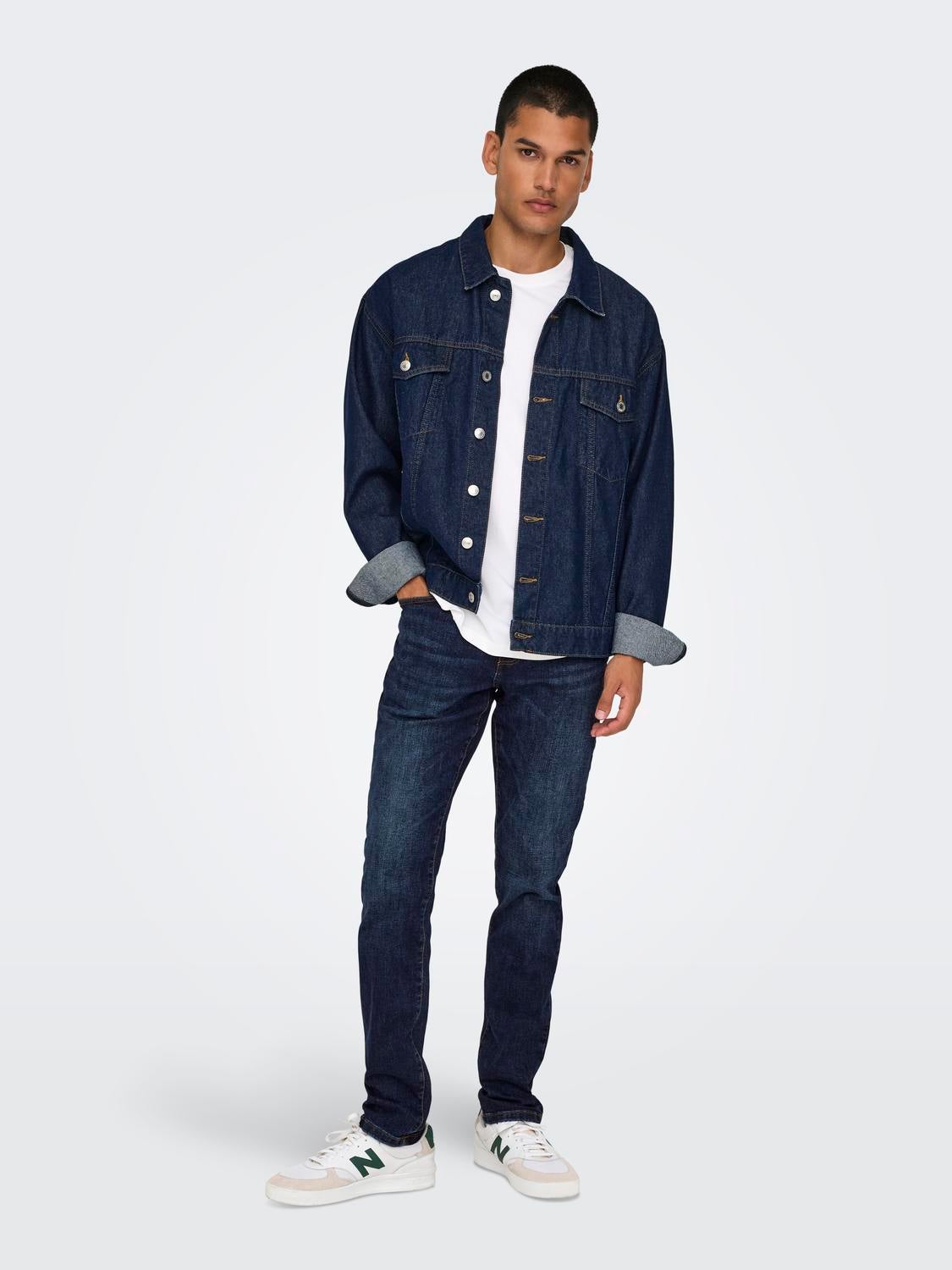 ONSLOOM Mittlere Taille Slim Fit Jeans Dark Blue Denim