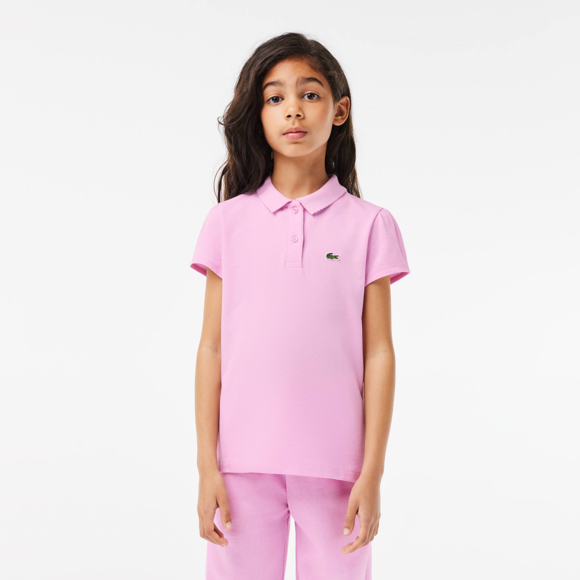 Polo Fille Lacoste en mini piqué avec col festonné Polos - Rose - Lacoste - Fille