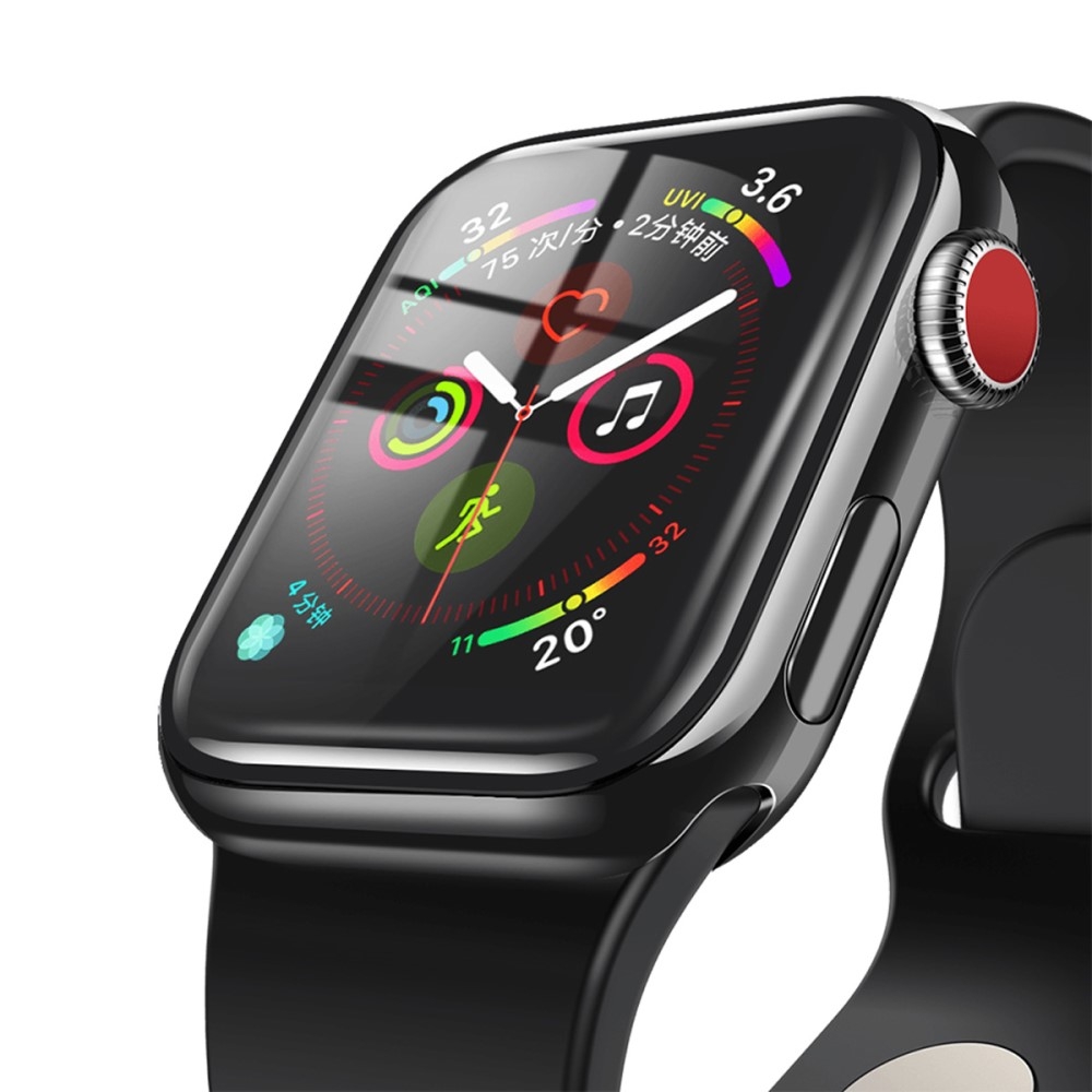 Apple Watch (44mm) Vollbild Curved Panzer Glas Display Rahmen - Schwarz