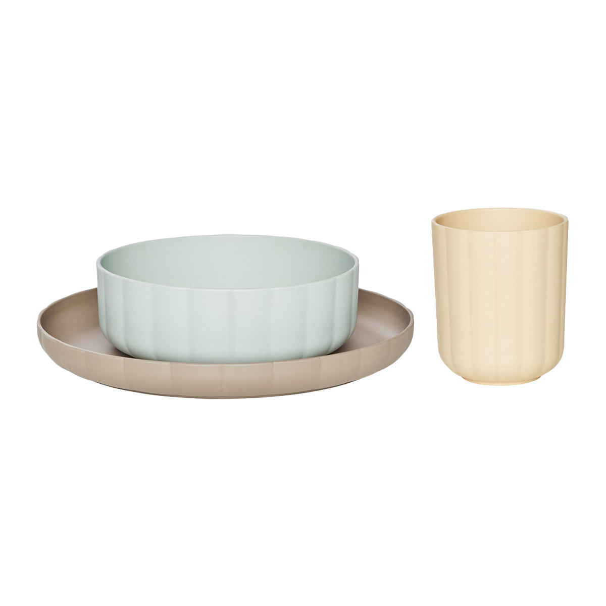 OYOY MINI Pullo Serviesset 3-delig - Mint / Vanille / Taupe
