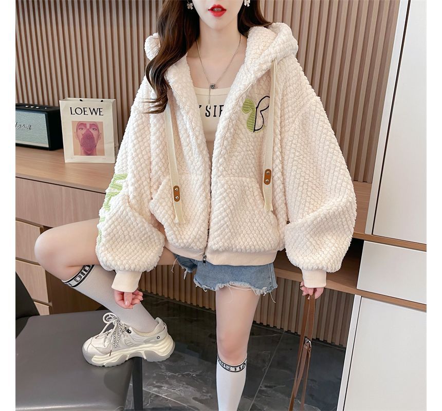 Jewie - Konijnenfleece hoodie met rits