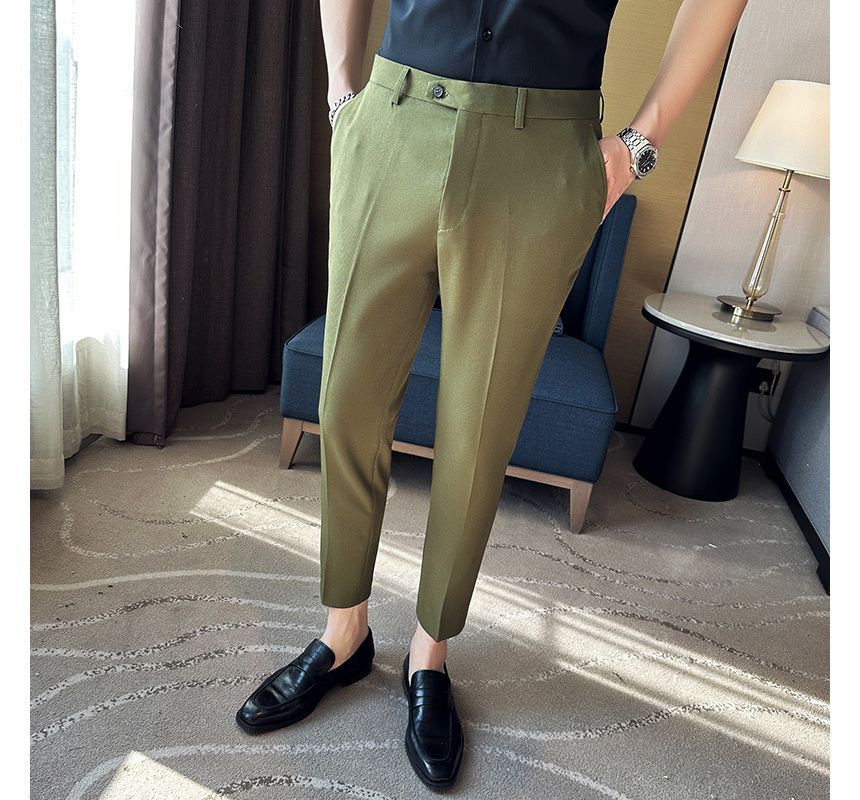 Lefitt - Effen cropped taps toelopende pantalon