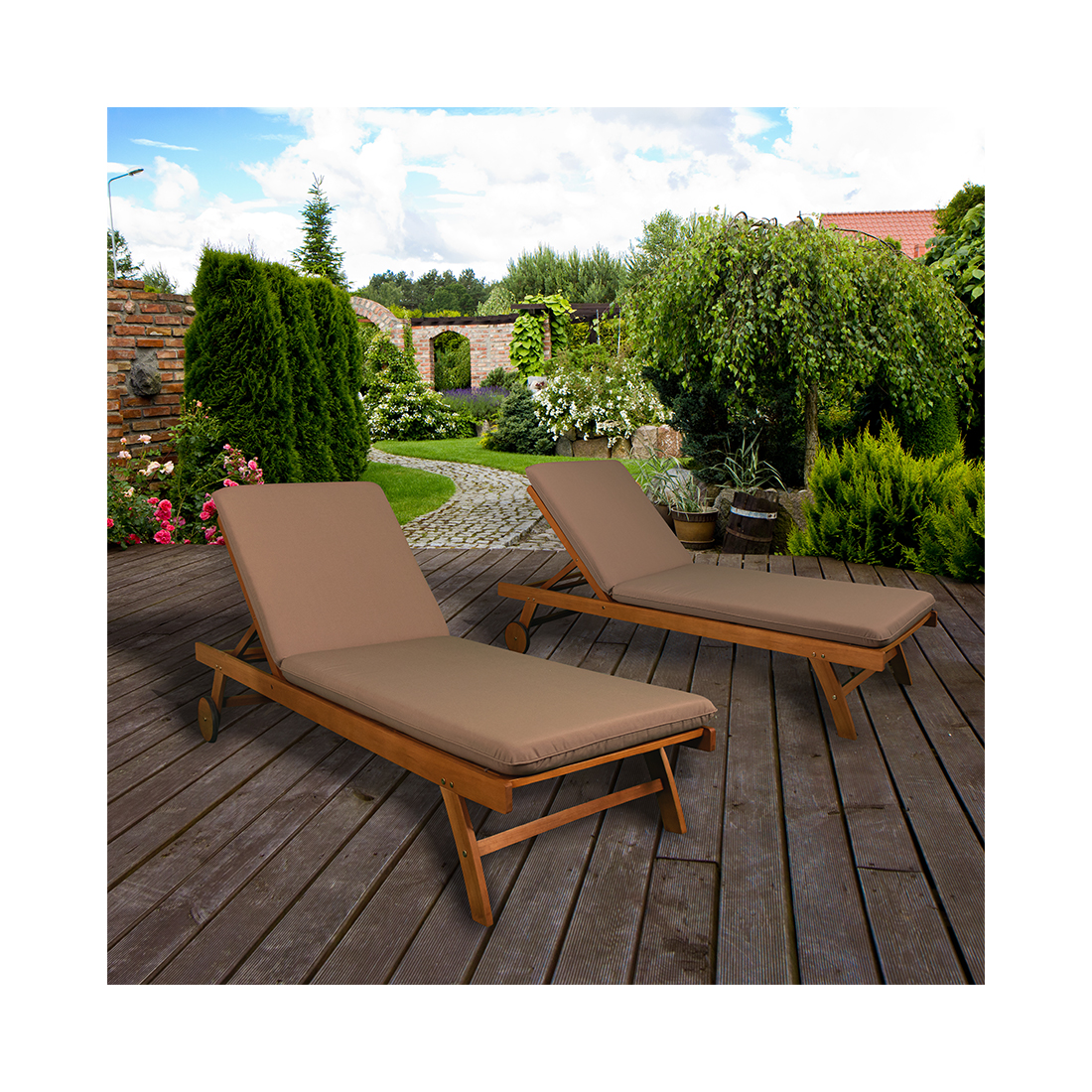 Contini Teak Sonnenliege mit Kissen