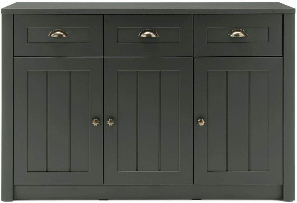 Lomadox Landhaus Anrichte Sideboard in englisch grün, 3 Türen und 3 Schubkästen, B/H/T ca.: 130/86/43 cm