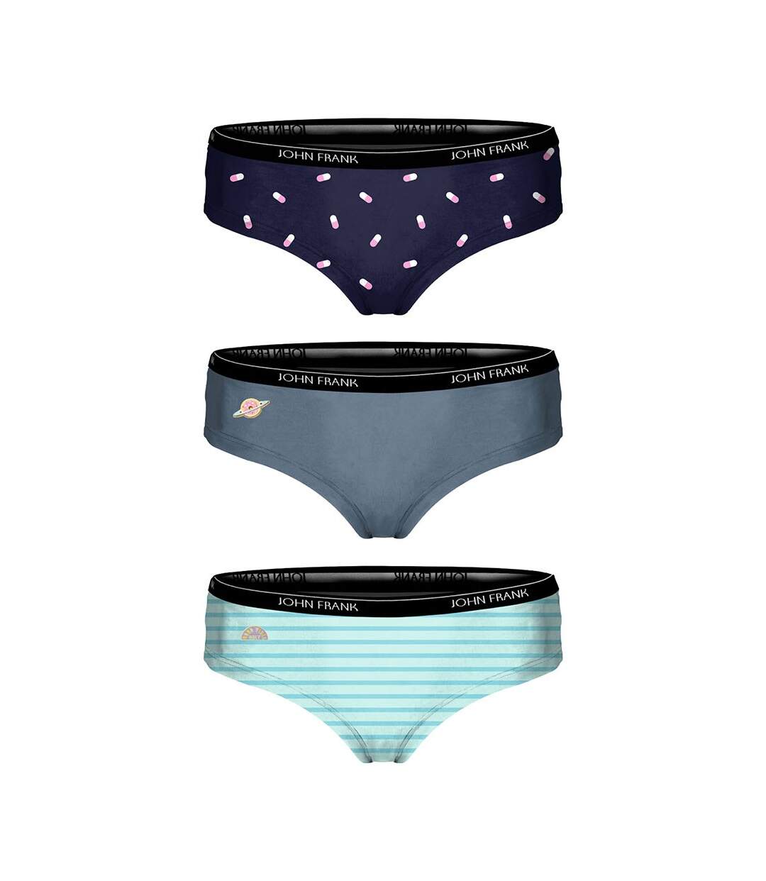 Shorty Femme JOHN FRANK Confort et Qualité en Coton Premium Pack de 3 Shorty GVH05