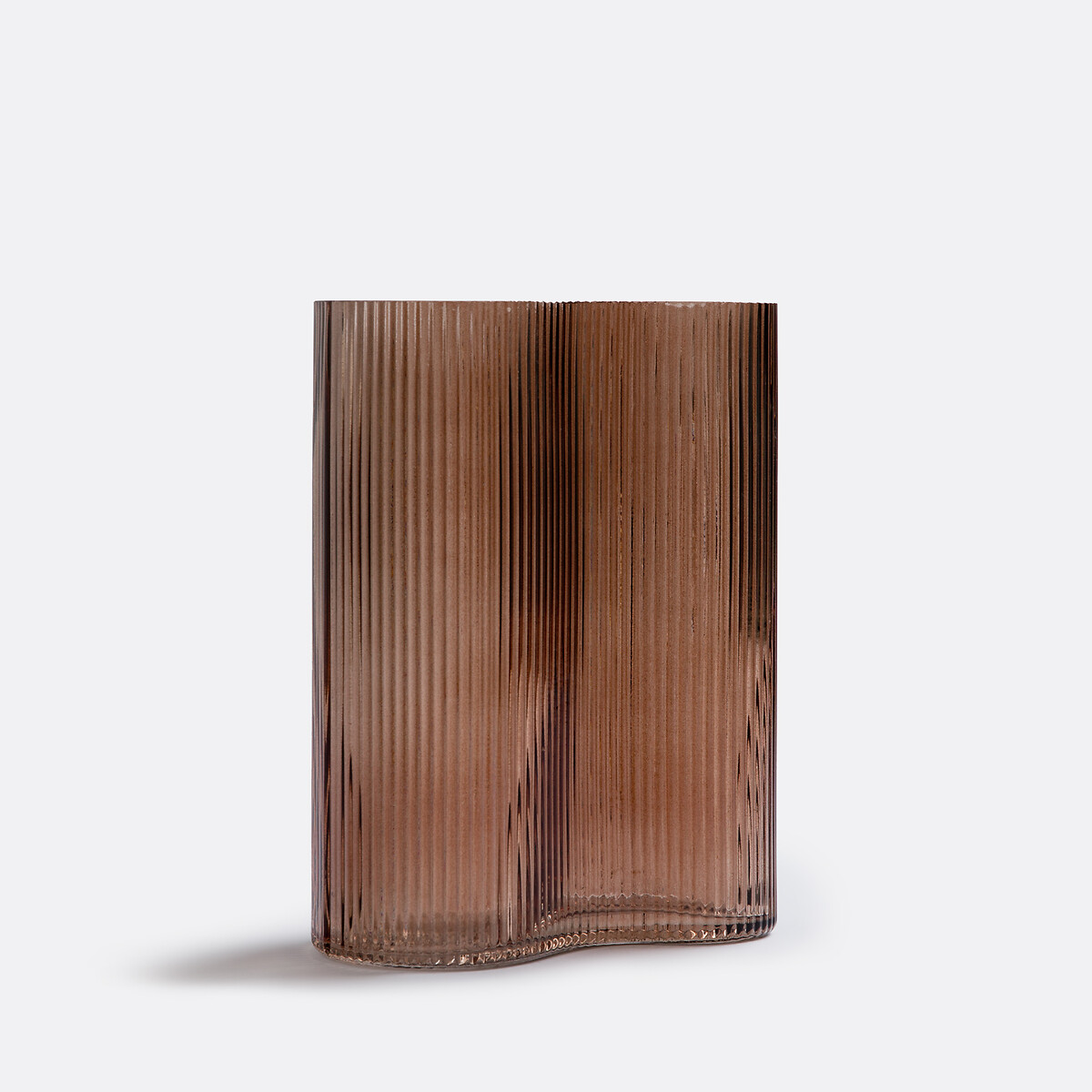 LA REDOUTE INTERIEURS<br>Vaso em vidro fumê canelado, 21 cm de altura, Anija