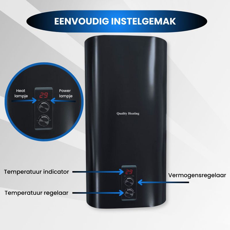 Quality Heating - Elektrische Boiler - 50 Liter - Energieklasse B - 2000 Watt