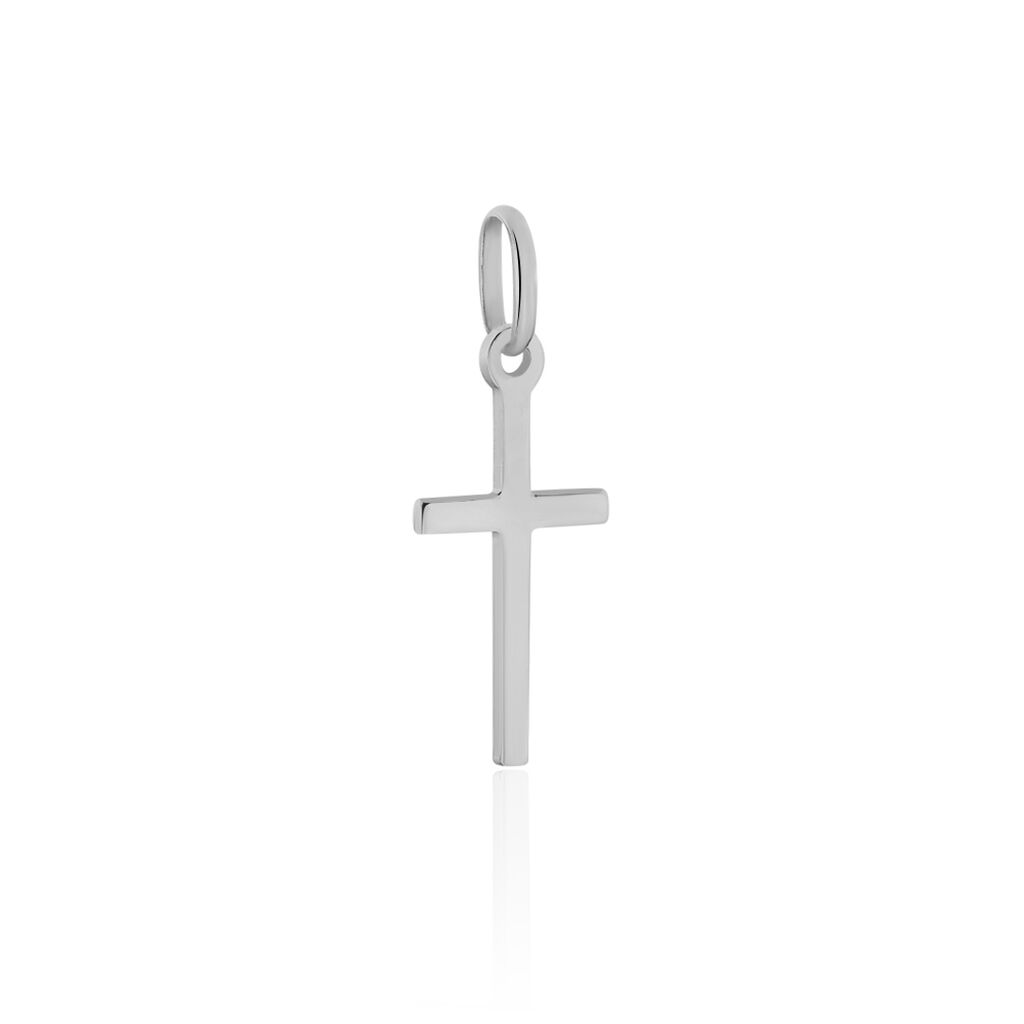 Pendentif Bathilde Croix Striee Or Blanc