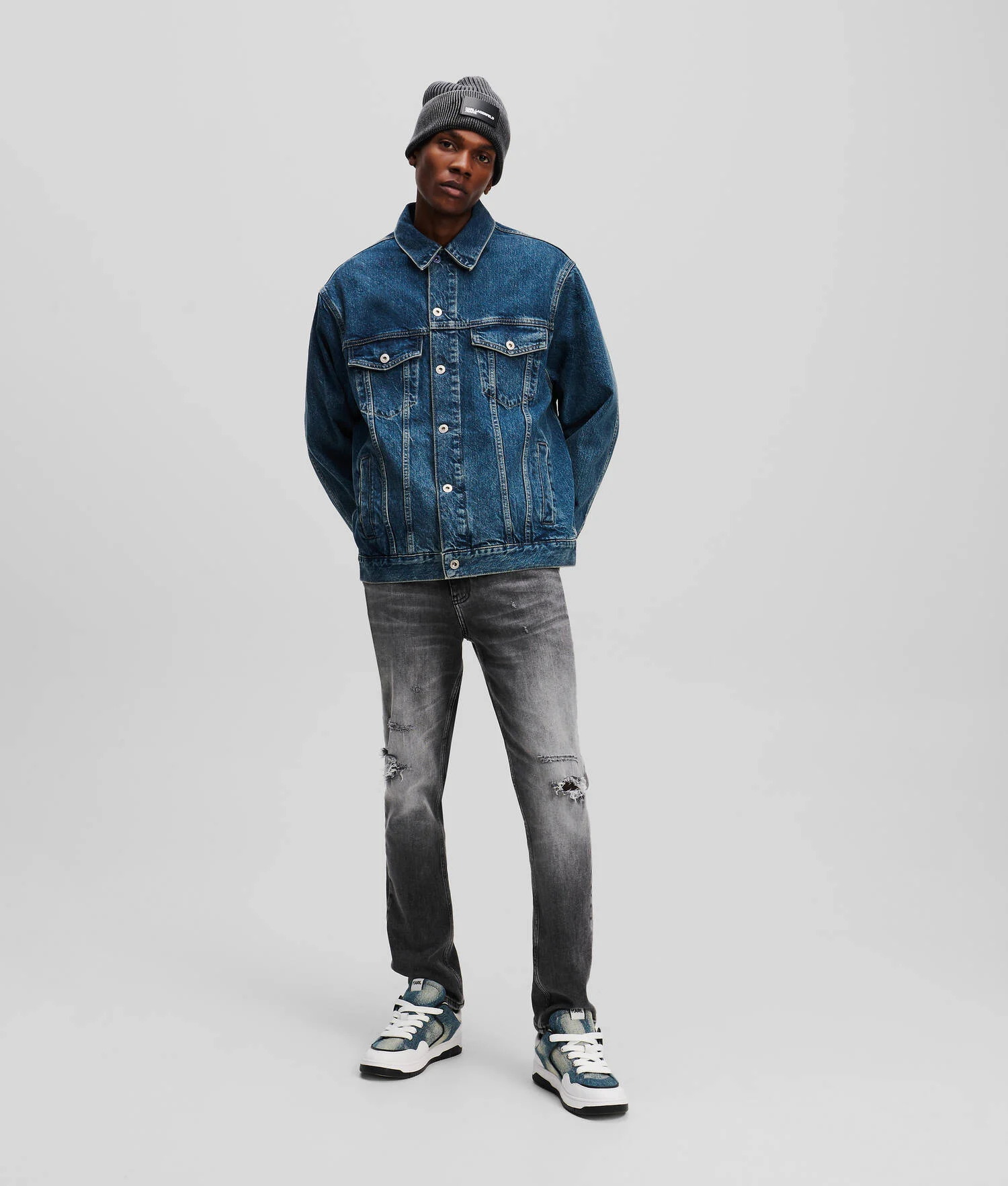 VESTE EN JEAN DÉCONTRACTÉE KLJ MONOGRAM - Bleu lavé visuel