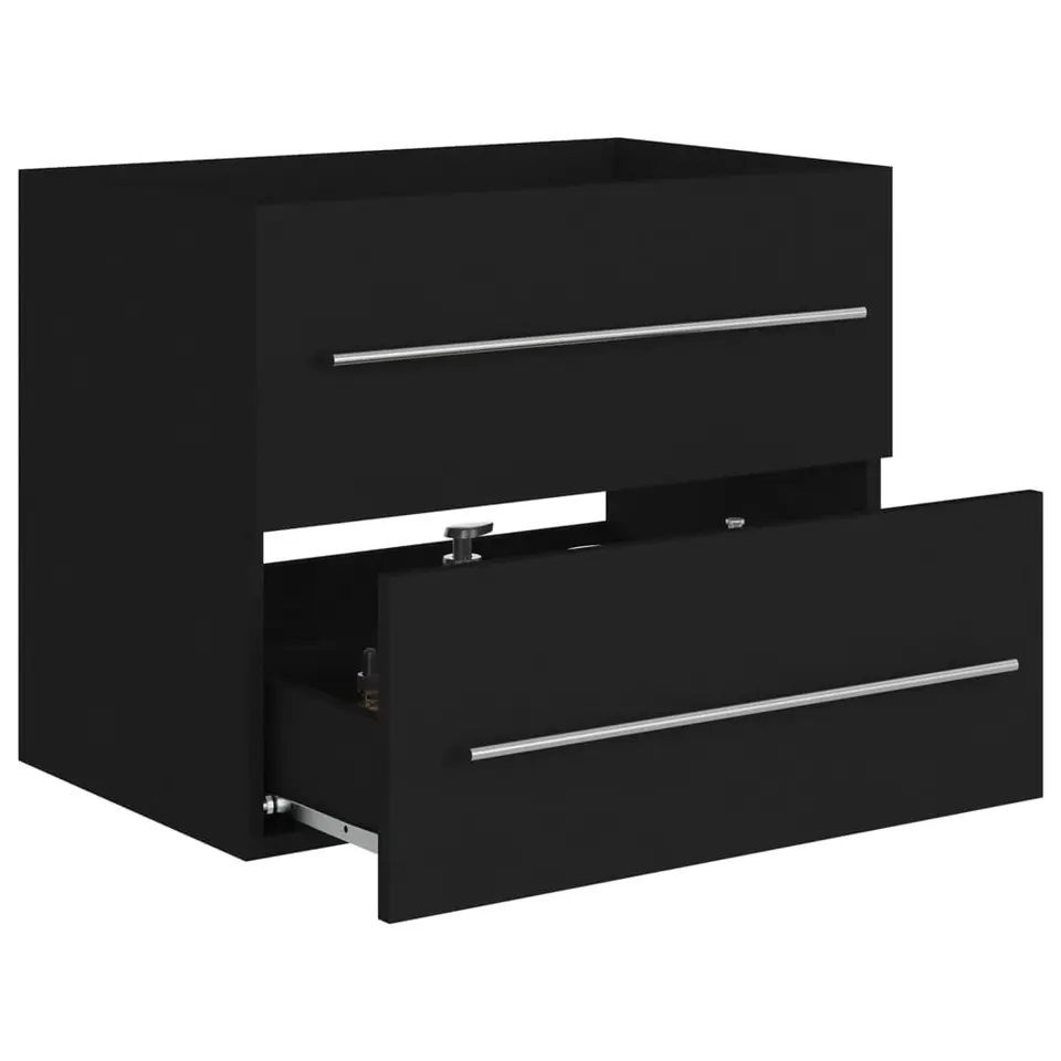 vidaXL - Wastafelkast - Zwart - Bewerkt hout - 60 x 38.5 x 48 cm