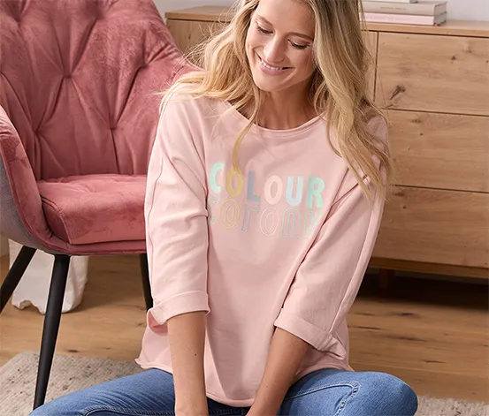 Sweatshirt mit 3/4-Arm, roséfarben