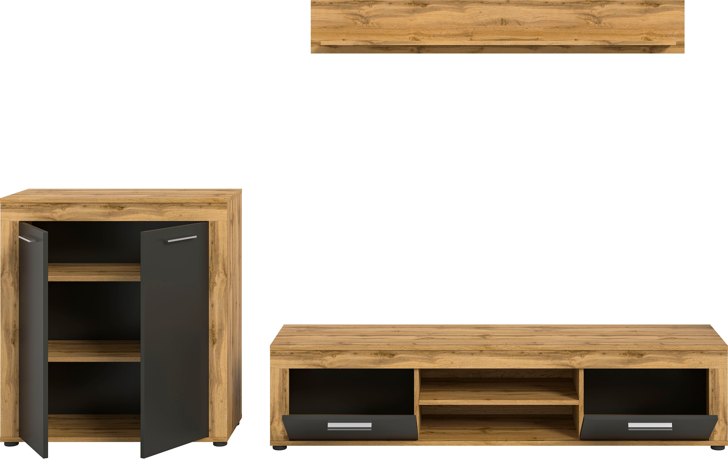 INOSIGN Wohnwand »Aosta, Breite 255cm, bestehend aus Highboard, Lowboard, Wandboard« 3 Stk. tlg.