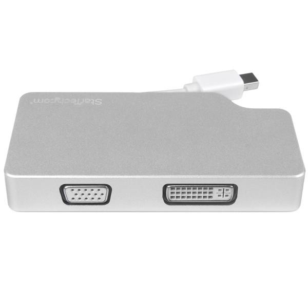 StarTech.com Adaptateur de voyage audio/vidéo 3 en 1 - Mini DisplayPort vers VGA, DVI ou HDMI - 4K - Aluminium
