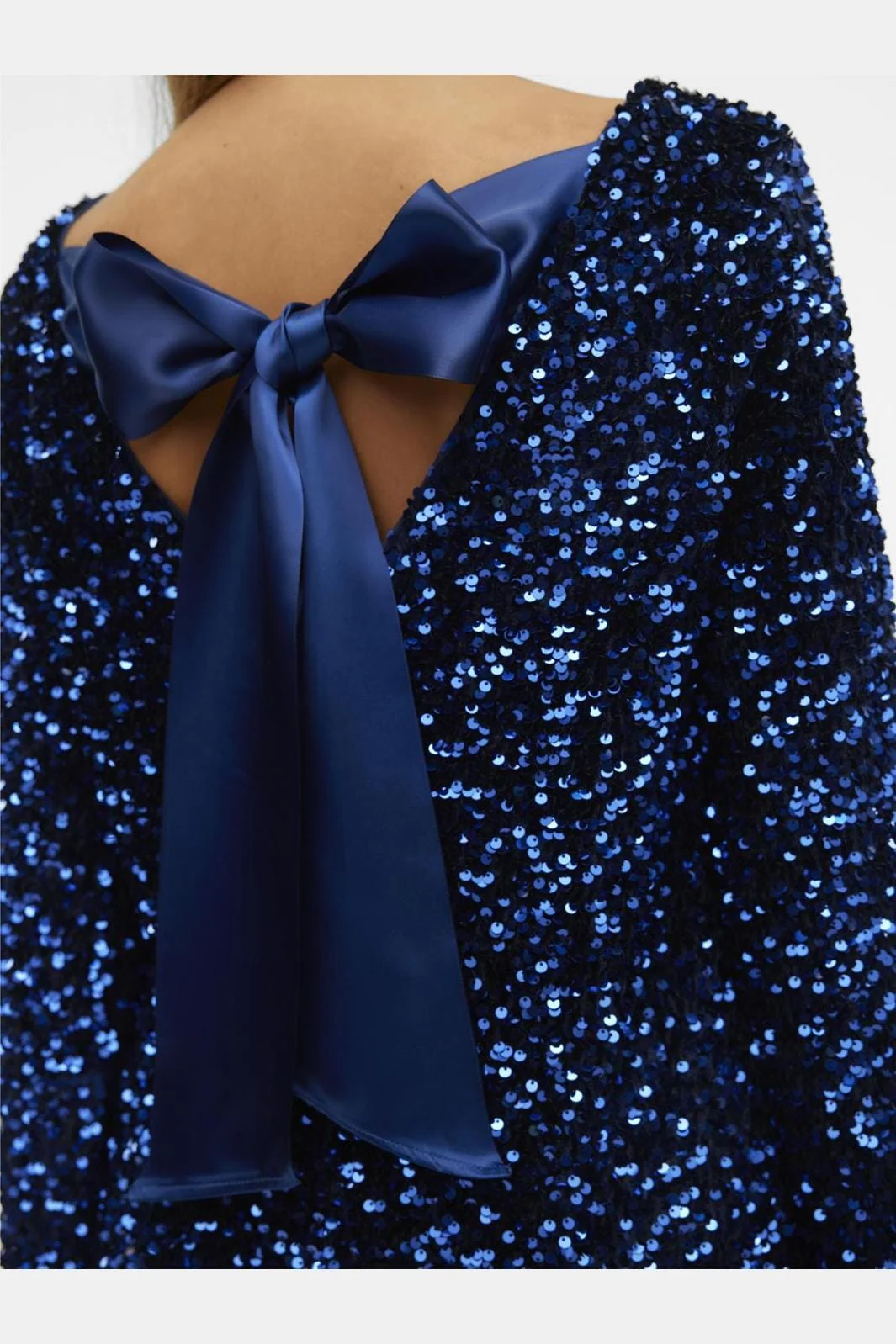 Vero Moda Vmlaila Ls Sequin Bow Dress 4681341 midnight blue