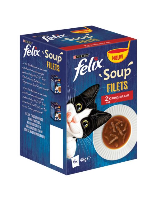 Felix Soup Filets Farm Selectie - Kattenvoer - Rund 6x48 g