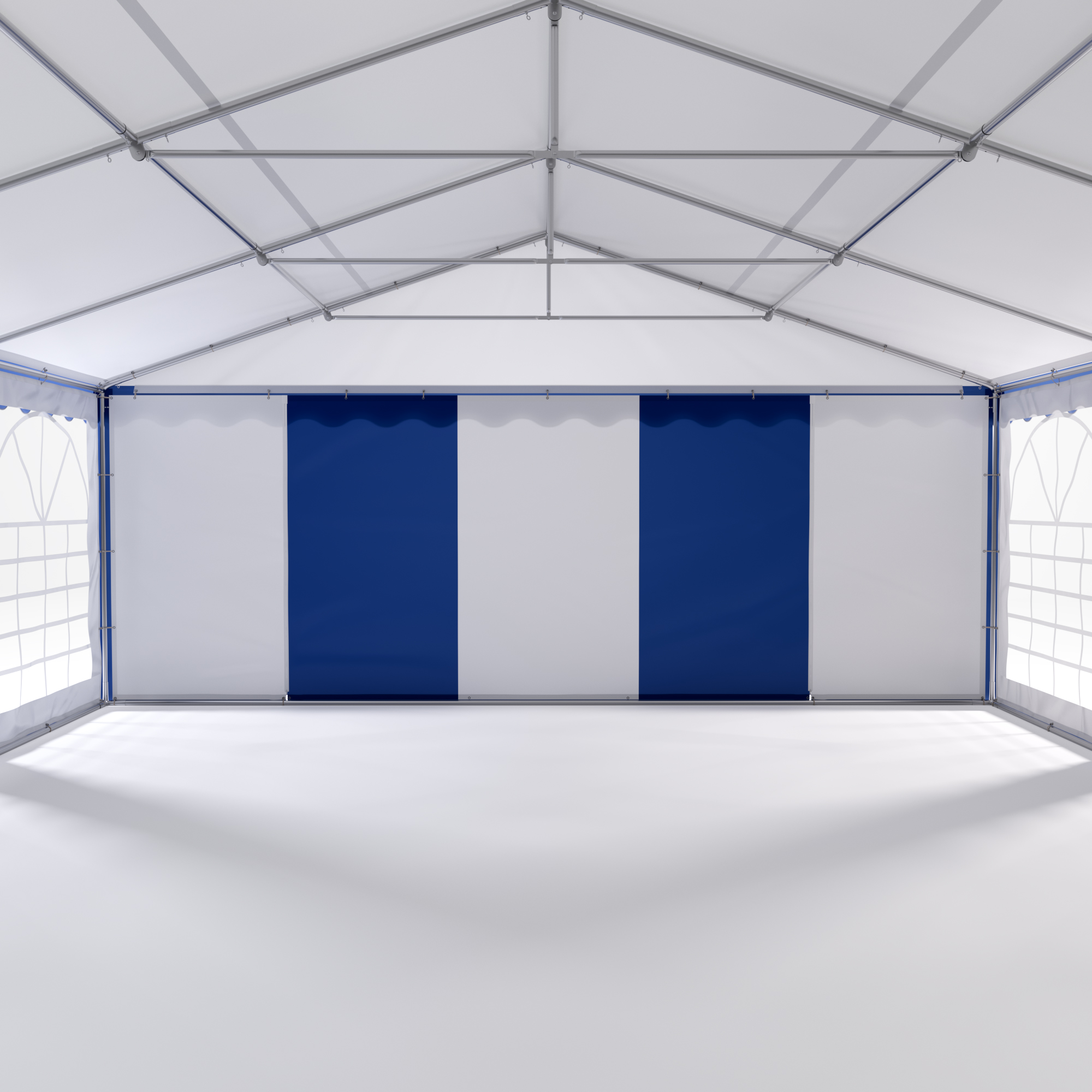 Profi PVC Partyzelt 6 x 12 m blau/weiss