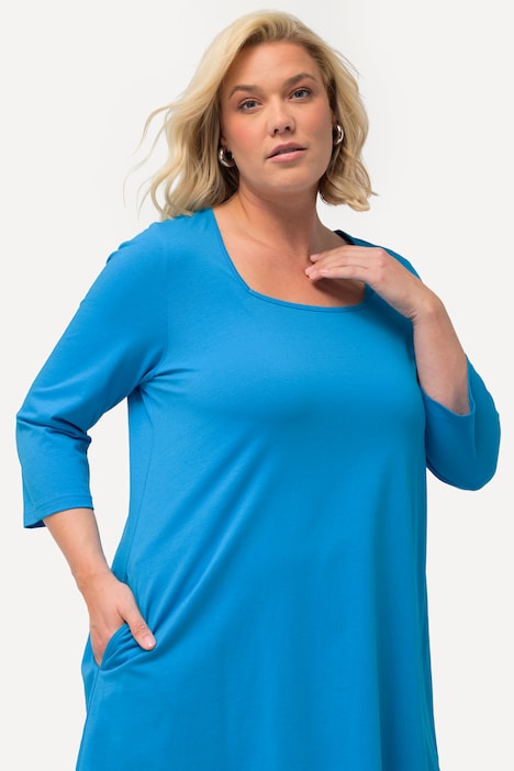 Longshirt, A-Linie, Carree-Ausschnitt, 3/4-Arm