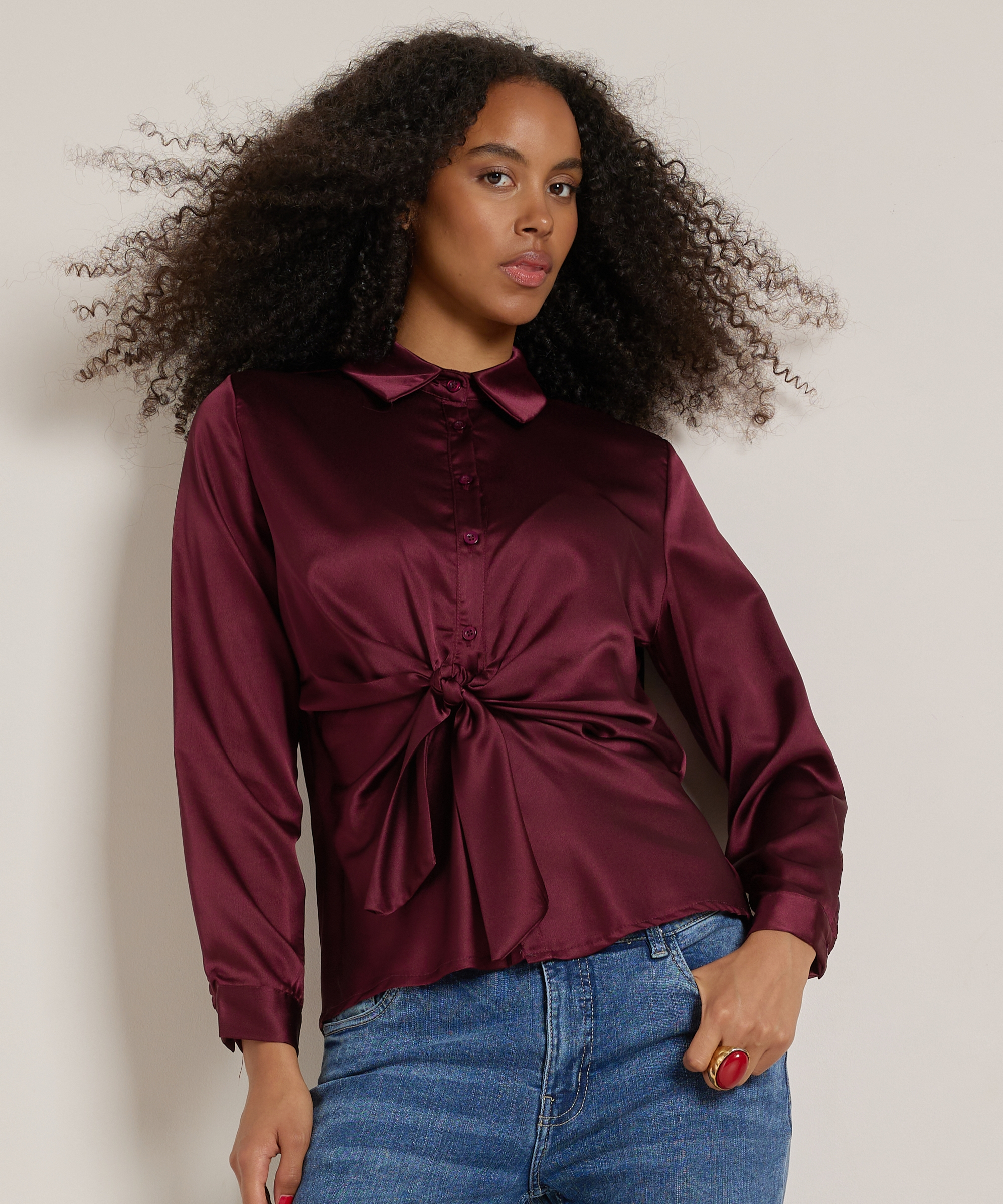blouse met knoopdetail