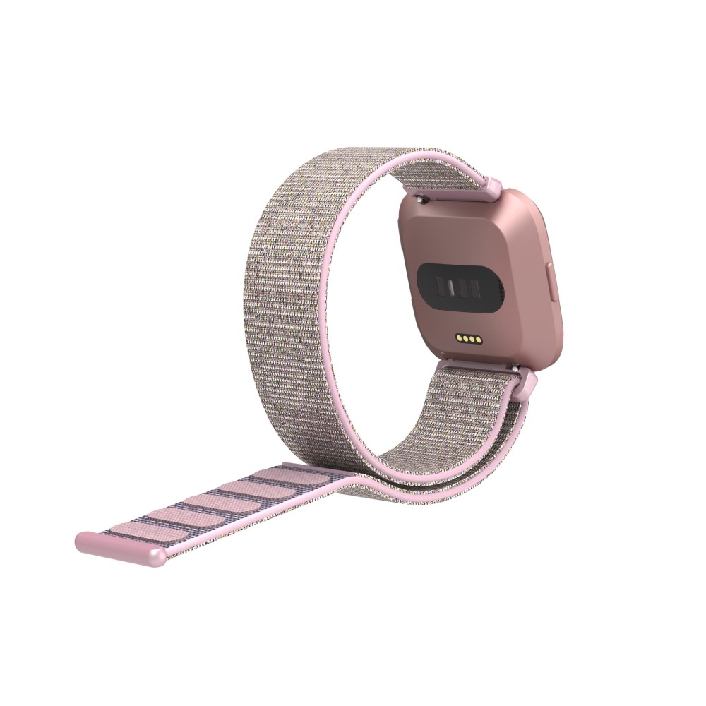 Fitbit Versa / Versa 2 / Versa Lite Nylon Klettverschluss Ersatz Armband - Rosa / Silber