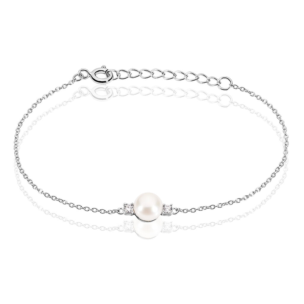 Bracelet Sari Argent Blanc Perle De Culture Et Oxyde De Zirconium