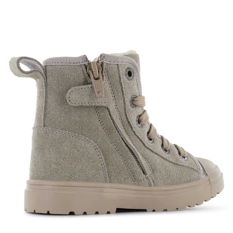 Shoesme taupe veterboot met warme voering Suède | Uni schoenen