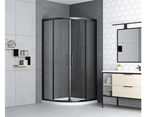 form&style ronde douche MOOREA zwart R550 90 x 90 cm helder glas mat zwart