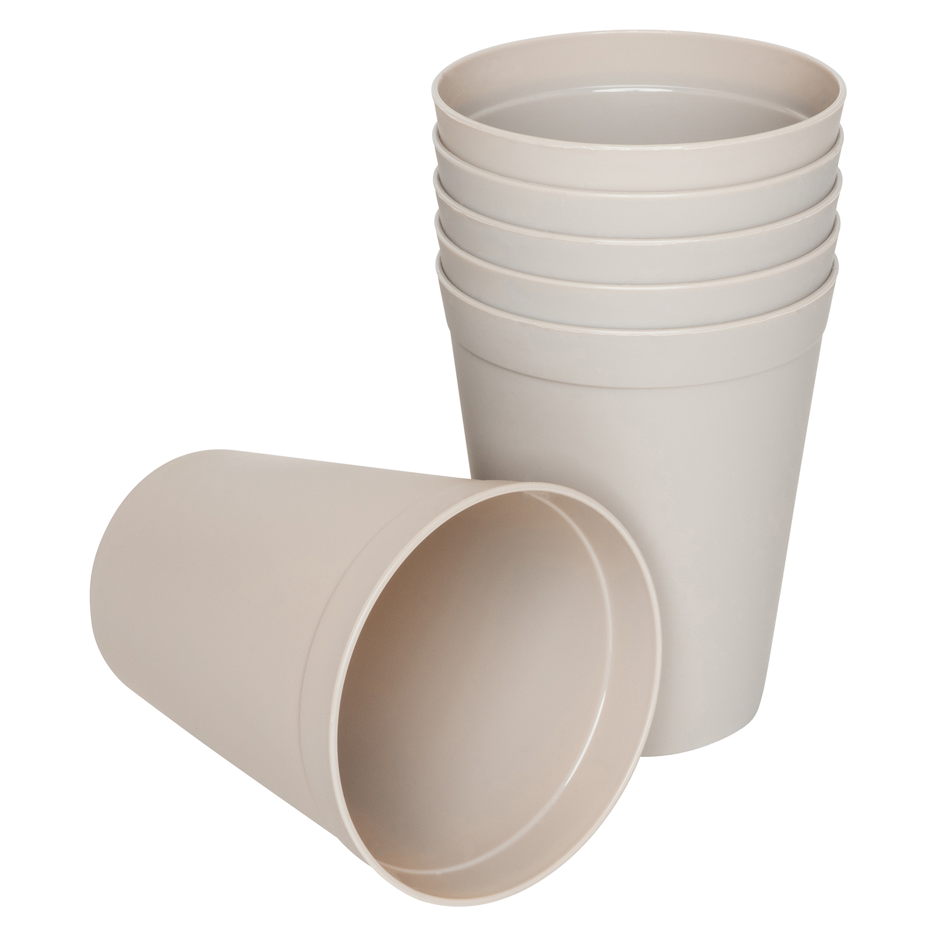 Mehrweg Kunststoffbecher - beige - 6-teilig