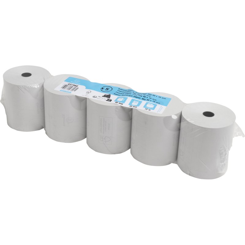 Bobines Caisses Exacompta 43706E - l 80 mm x L 72 m, Ø 70 mm - 1 pli(s) - paquet de 5