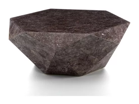 Diamond big Table basse (102 x 40 H cm) en pierre fossile violette