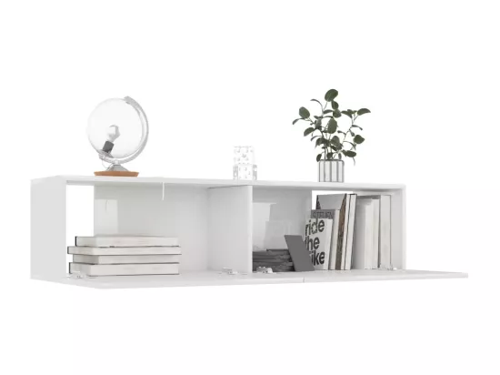 Meuble TV Blanc brillant 120x30x30 cm Aggloméré