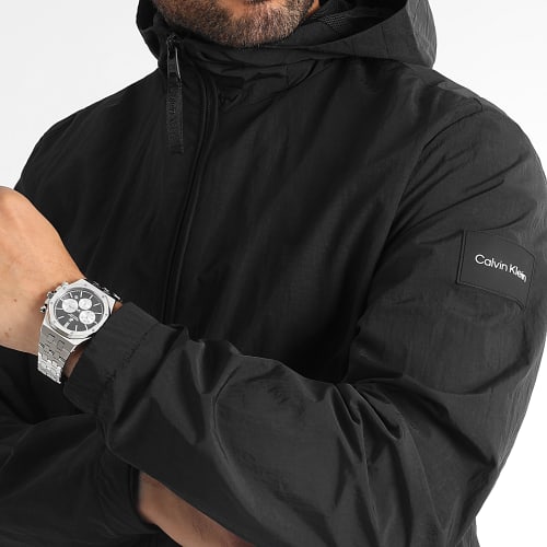 Veste Col Zippé Capuche Crinkle Nylon 8627 Noir