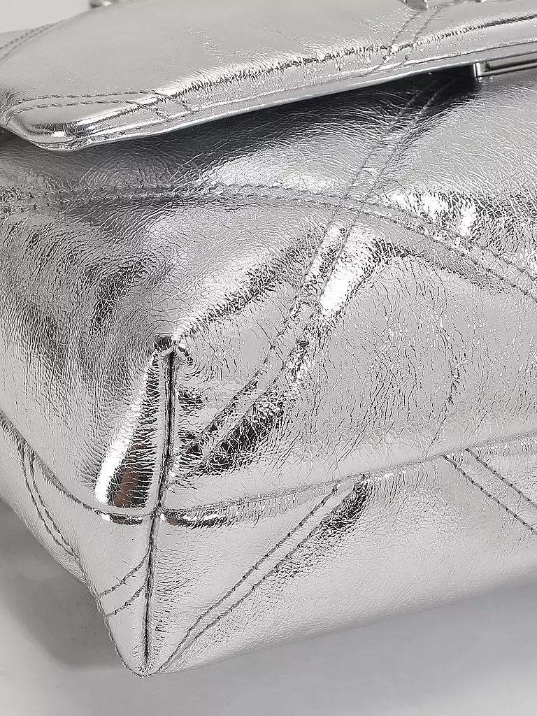 TORY BURCH Ledertasche - Umhängetasche KIRA Small silber
